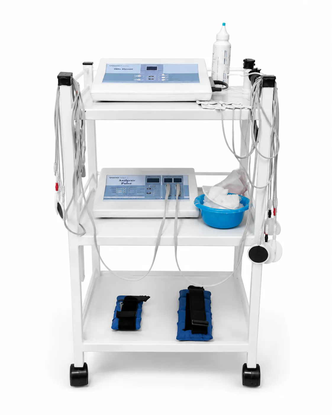 Clinical trolley equipped with therapeutic ultrasound and electrotherapy systems